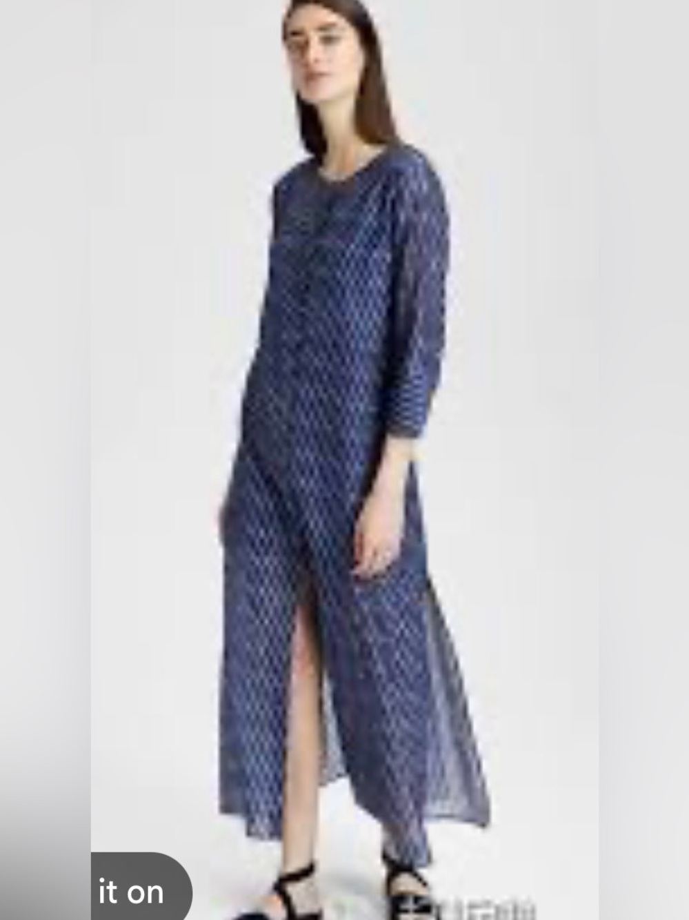 Theory Women’s Blue Striped Silk Blend Kaftan Shirt Midi Dress